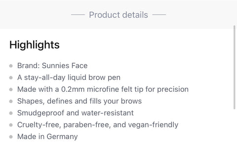 Sunnies Face Lifebrow Micromarker - ( Liquid Brow Pen - WARM BROWN )