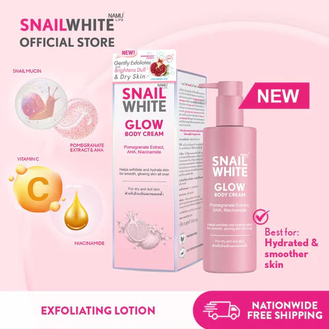 Snail White - Glow Body Cream - Pomagranate Extract AHA Niacinamide - Body Cream 300ml - My Care Kits