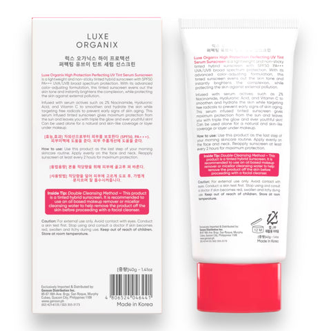 Luxe Organix Perfecting UV Tint Serum Sunscreen SPF 50 PA +++ 40g ( PINK )