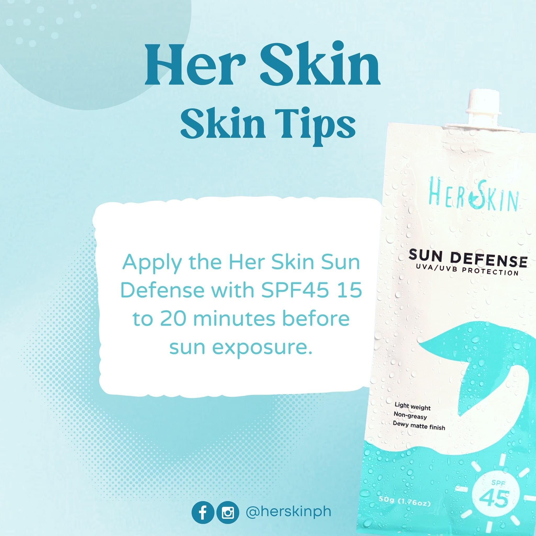 HerSkin Sun Defense UVA/UVB Protection Sunscreen SPF 45 - 50g - My Care Kits