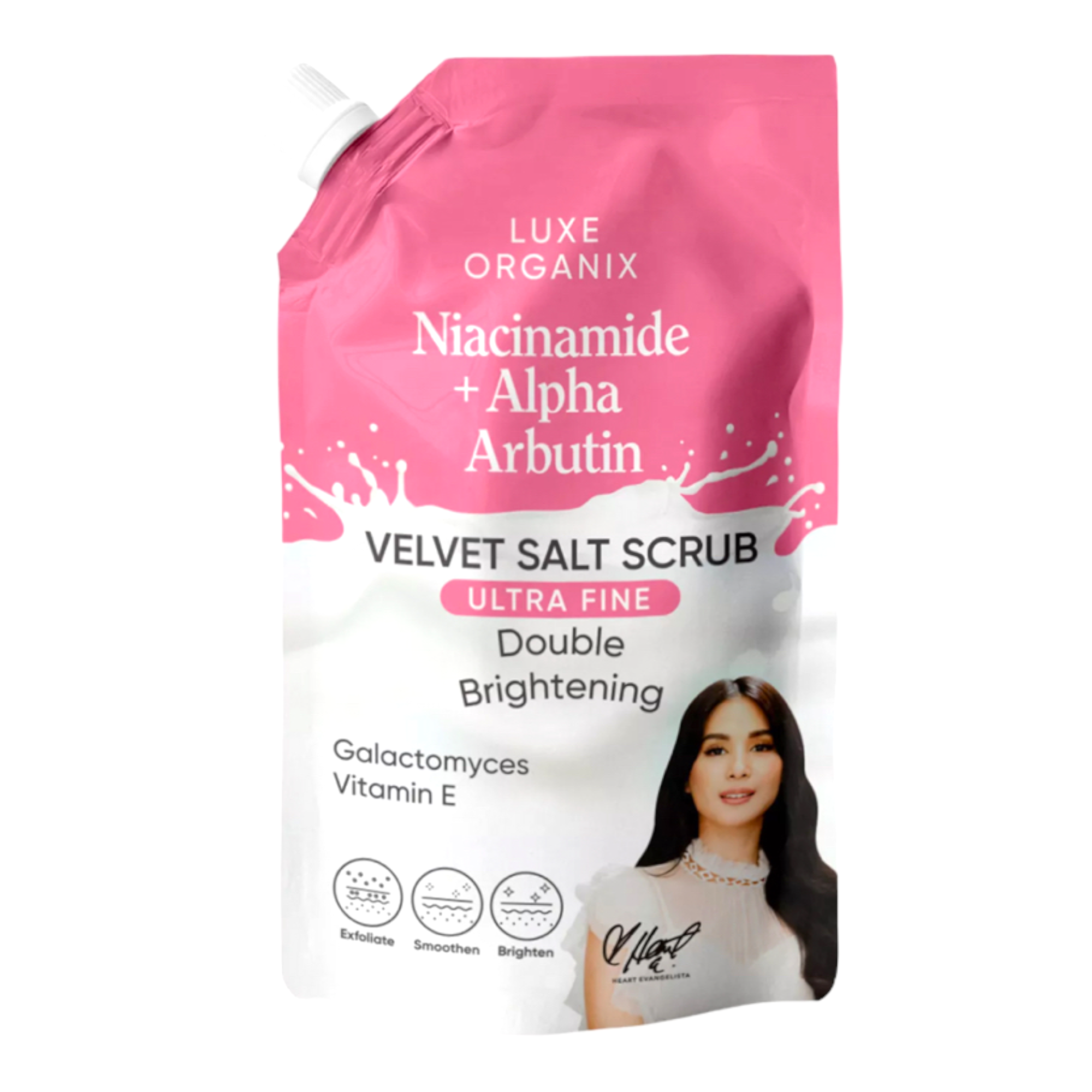 LUXE ORGANIX - Niacinamide + Alpha Arbutin Velvet Salt Scrub Double Brightening  300G - ( PINK )