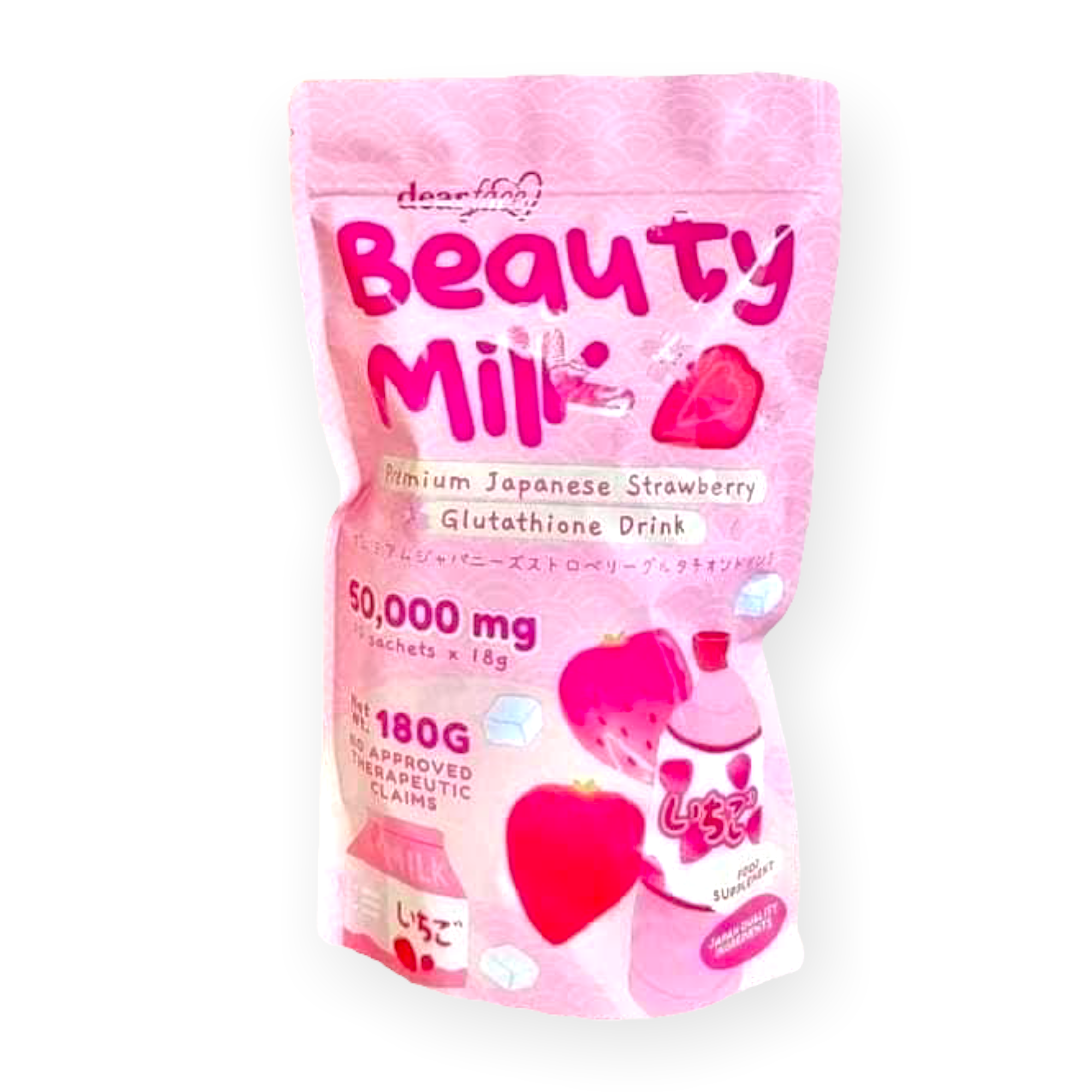 Beauty Milk Premium Japanese STRAWBERRY Glutathione Drink 10 x 18g - My Care Kits