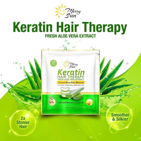 Merry Sun Keratin Hair Therapy Fresh Aloe Vera Extract | Instant Brazilians Blowout | 1 dozen