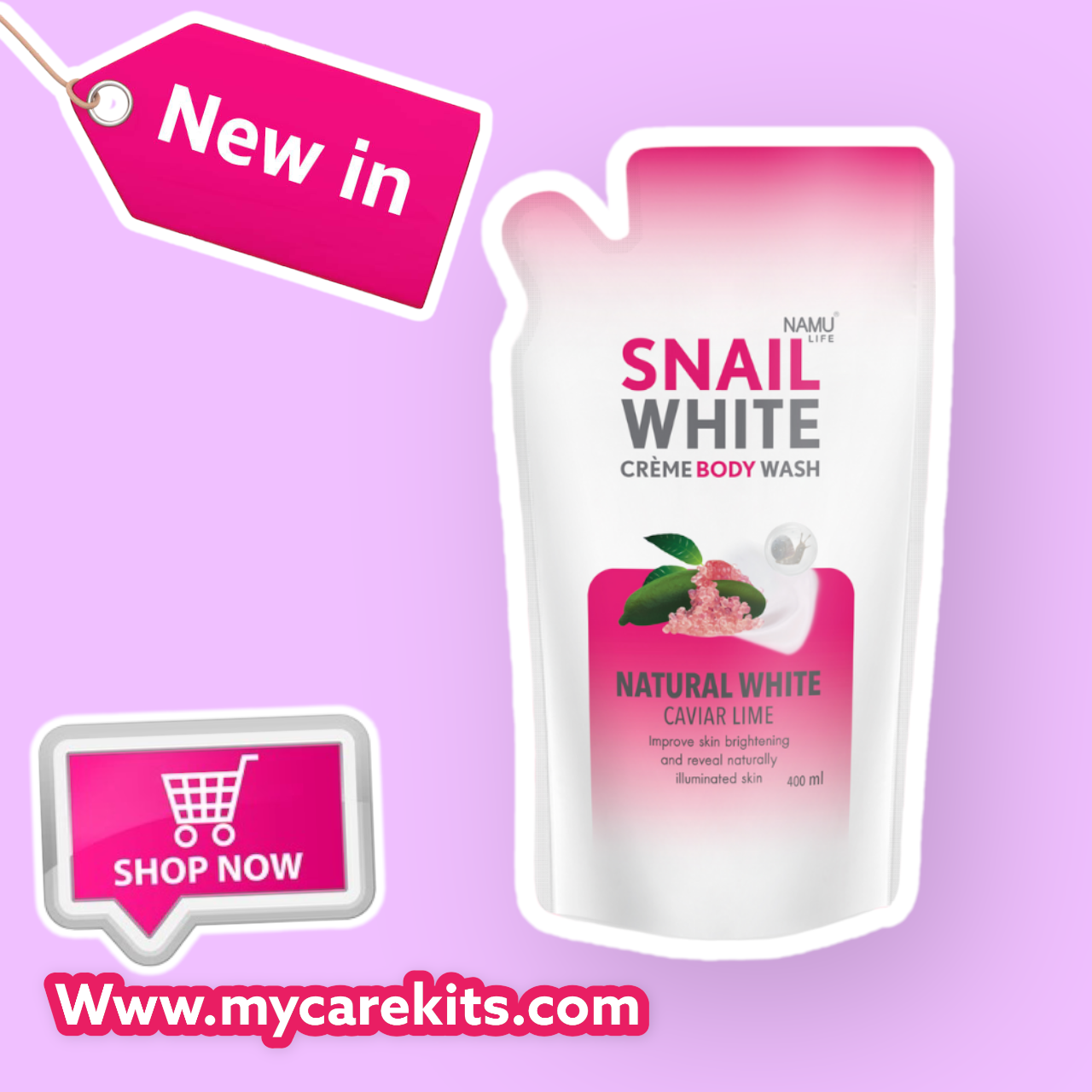 SnailWhite Crème Body Wash - Natural White Caviar Lime 400ml - My Care Kits