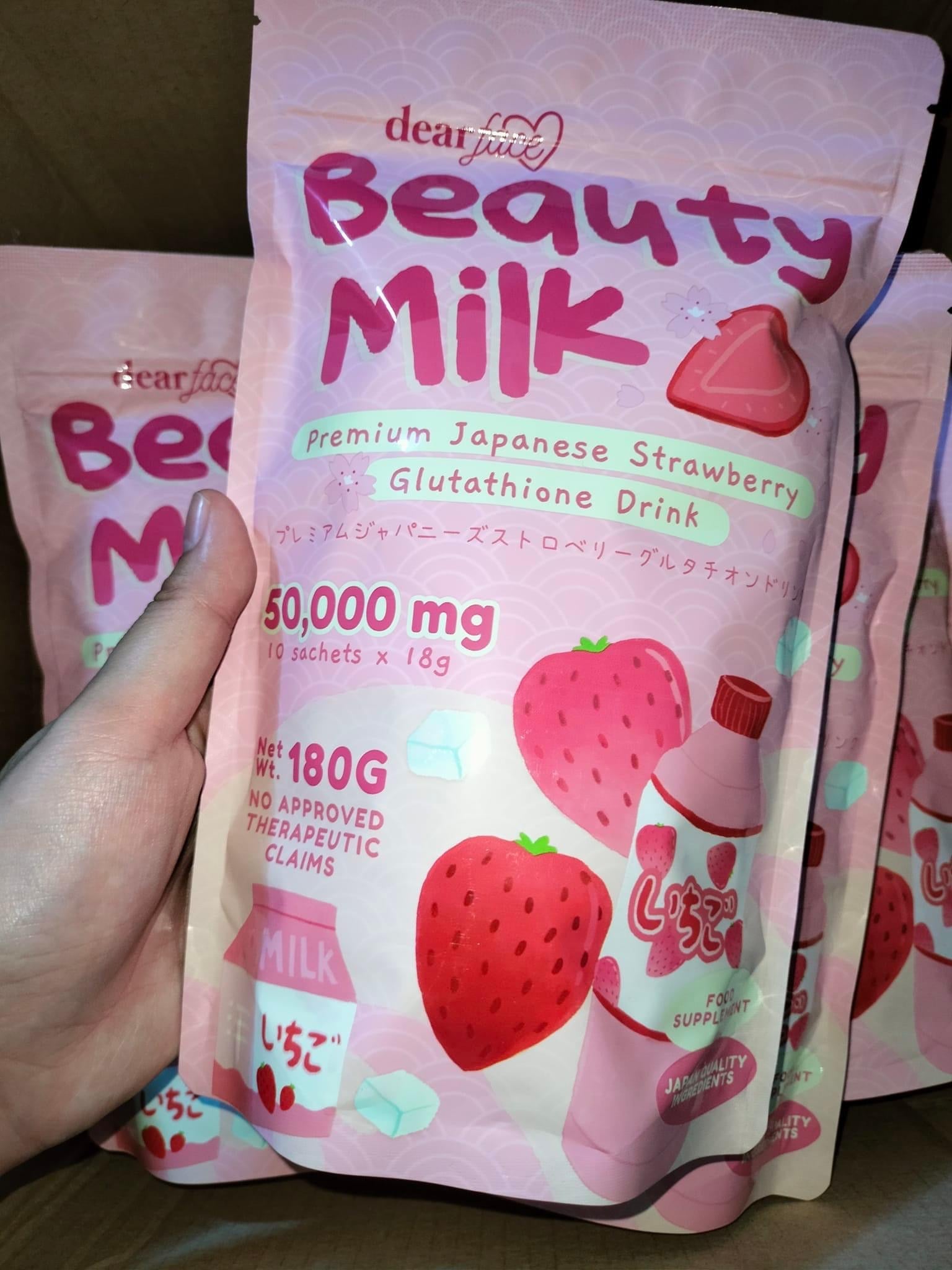 Beauty Milk Premium Japanese STRAWBERRY Glutathione Drink 10 x 18g - My Care Kits