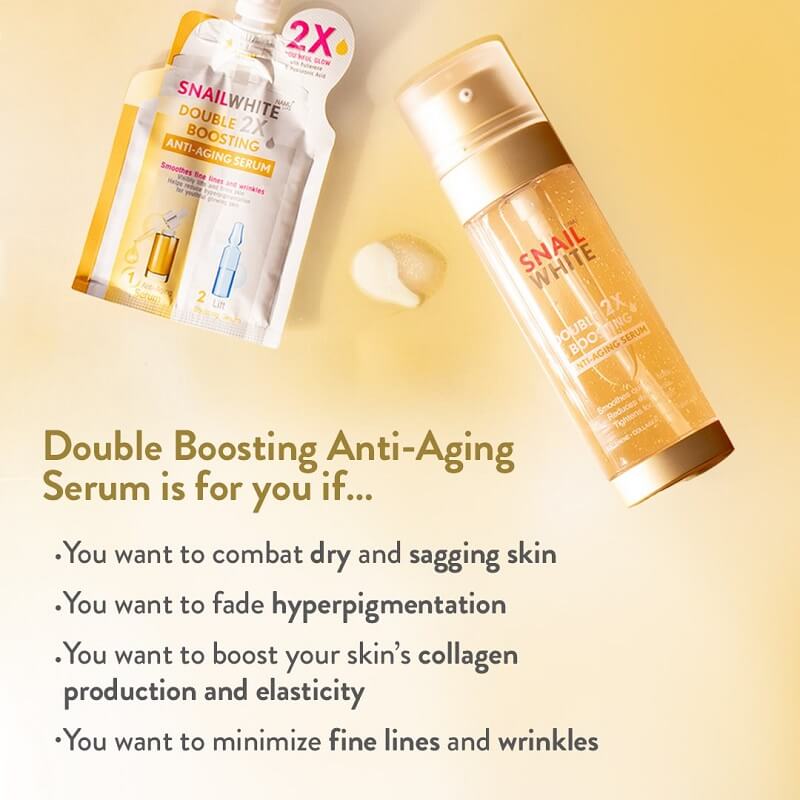 Snail White Double Boosting Anti - Aging Serum 40ml + 40ml - ( YELLOW ) - My Care Kits