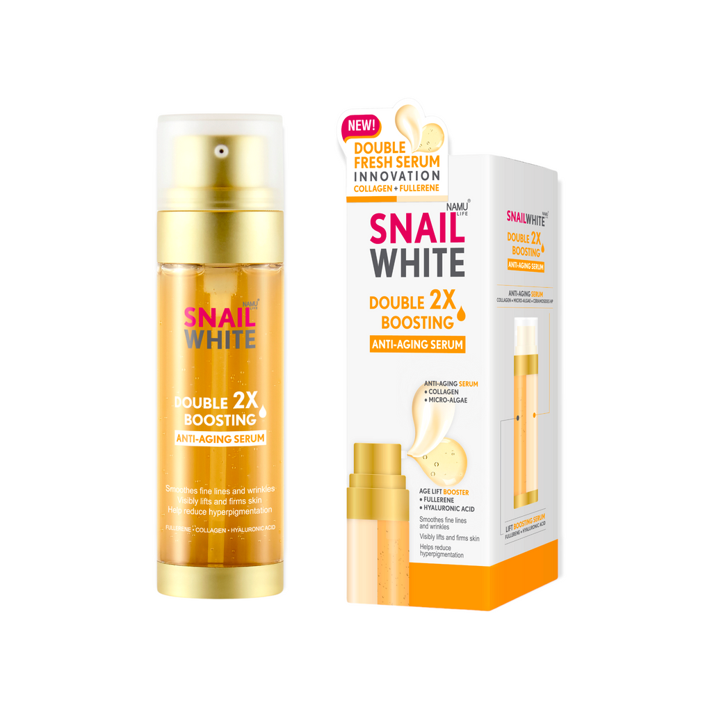 Snail White Double Boosting Anti - Aging Serum 40ml + 40ml - ( YELLOW ) - My Care Kits