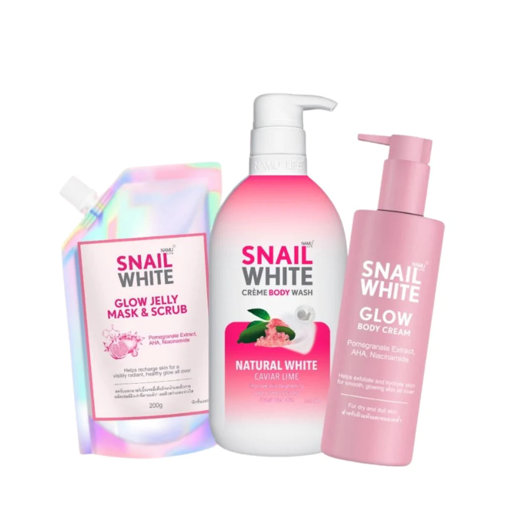 Snail White - Glow Body Cream - Pomagranate Extract AHA Niacinamide - Body Cream 300ml - My Care Kits