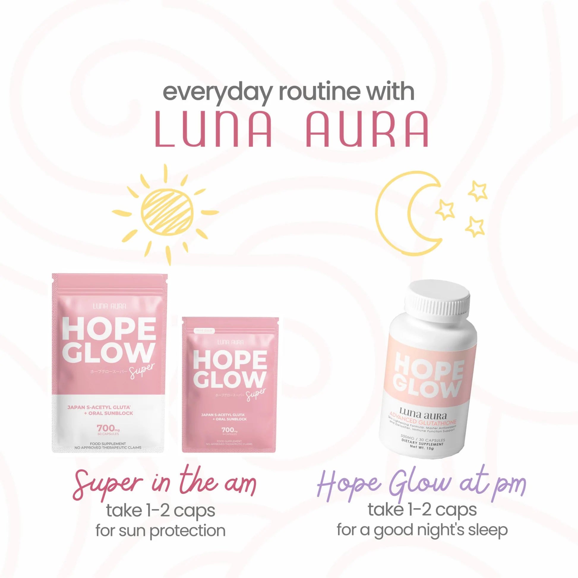 Luna Aura - Hope Glow Super 700mg - 60 Capsule - Big Size - My Care Kits