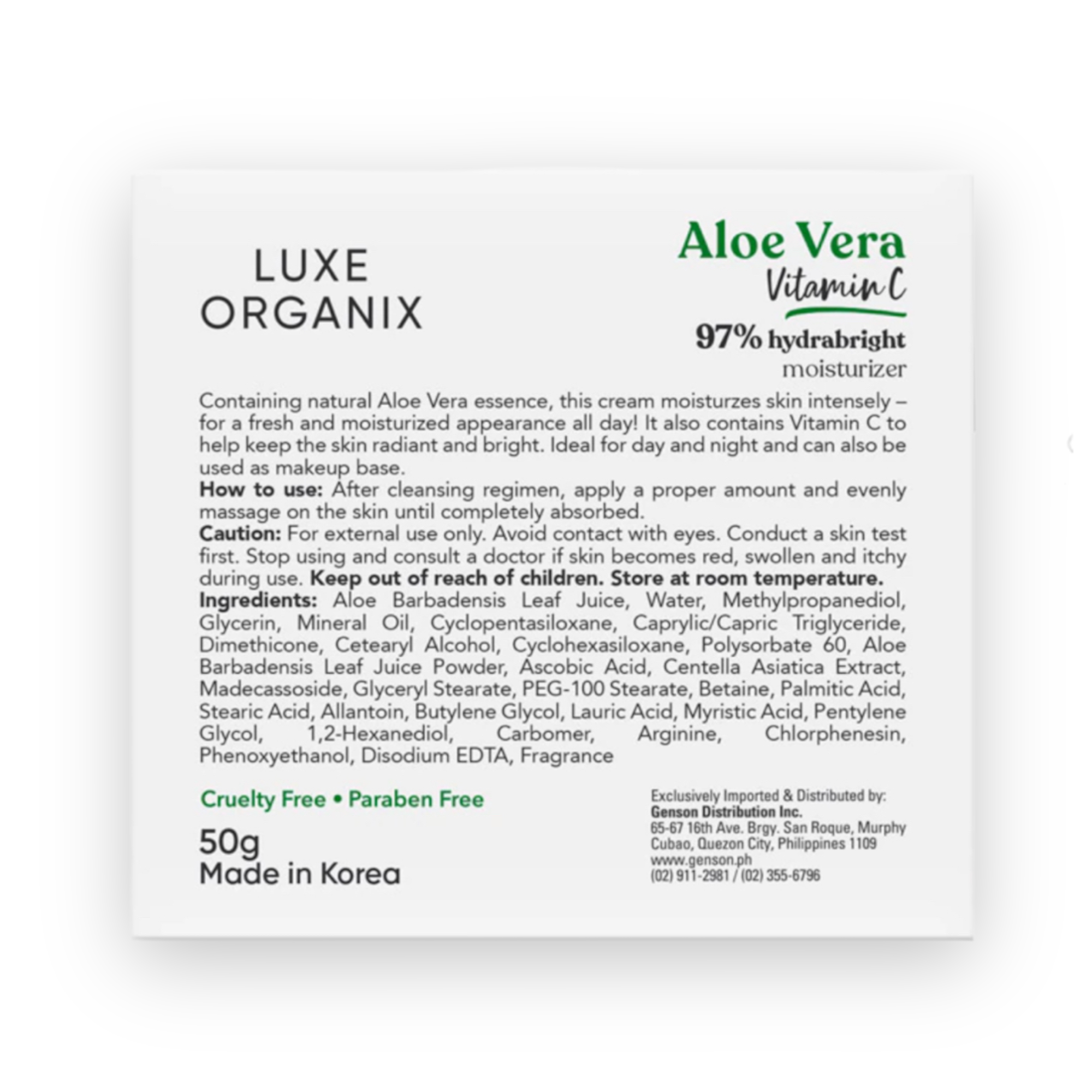 Luxe Organix - Aloe Vera Vitamin C 97% Hydrabright Moisturizer - 50g - My Care Kits