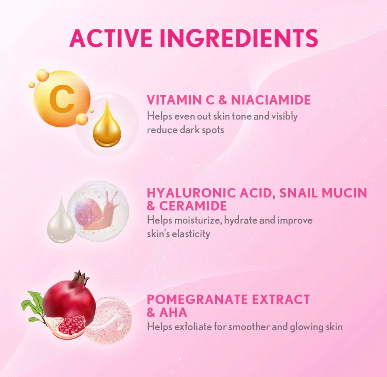 Snail White - Glow Body Cream - Pomagranate Extract AHA Niacinamide - Body Cream 300ml - My Care Kits