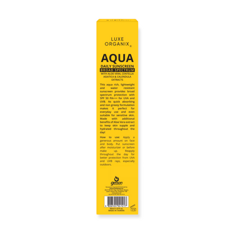 Luxe Organix SPF 50+ PA*** UVA/UVB Protection Aqua Daily Sunscreen 50ml