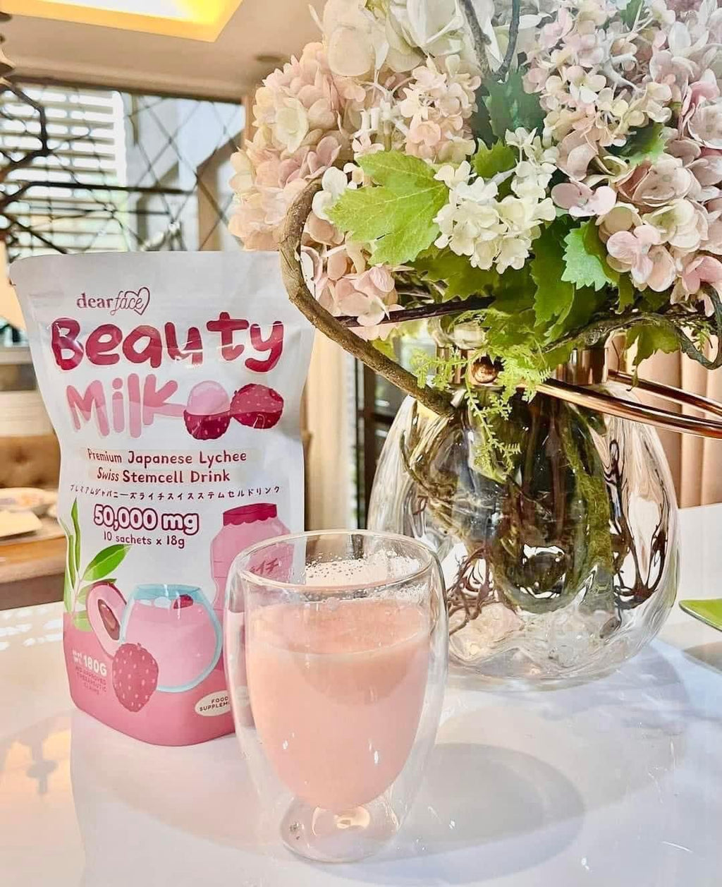 Dear Face - Beauty Milk Premium Japanese Lychee Swiss Stemcell Drink 10 c 18g - My Care Kits