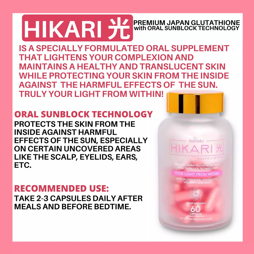 Hikari ULTRA Glutathione Capsule | Premium Japan Glutathione with Oral Sunblock Technology - 60 caps - My Care Kits