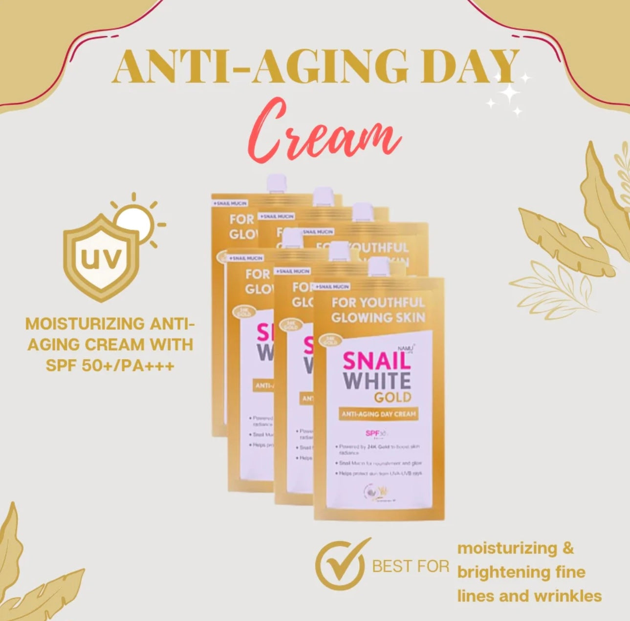 SnailWhite Gold Anti-Aging Day Cream SPF 30 - sachet 7 ml - My Care Kits