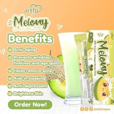 Aishi - Melony Collagen Booster Drink 15 x 18g - Green - Melon