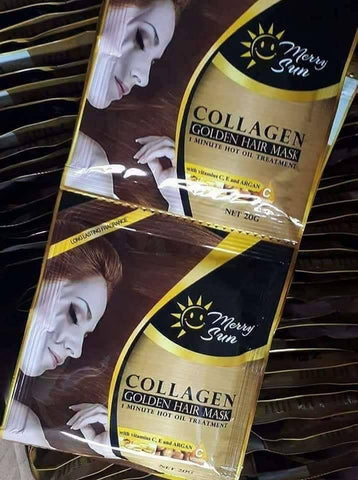 Hair collagen Golden Hair Mask 1 minute hot oil treatment | 12 sachet