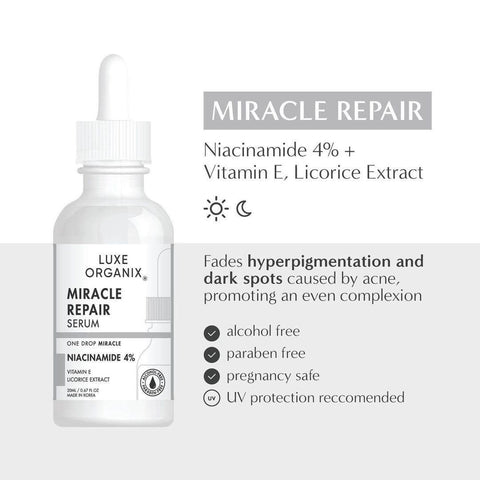 Luxe Organix Miracle Repair Serum Niacinamide 4% + Vitamin E | 30ml