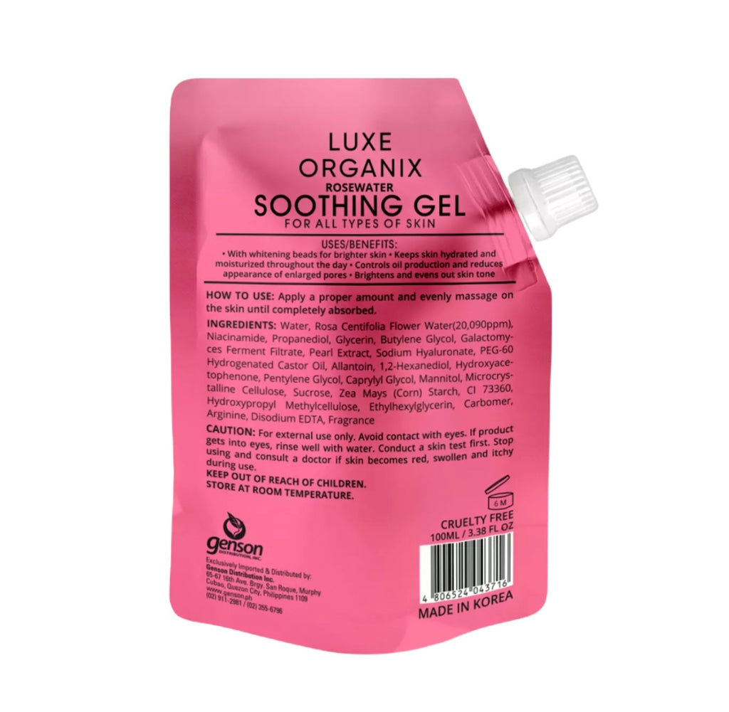 Luxe Organix Rose Water Soothing Gel 100ml - My Care Kits