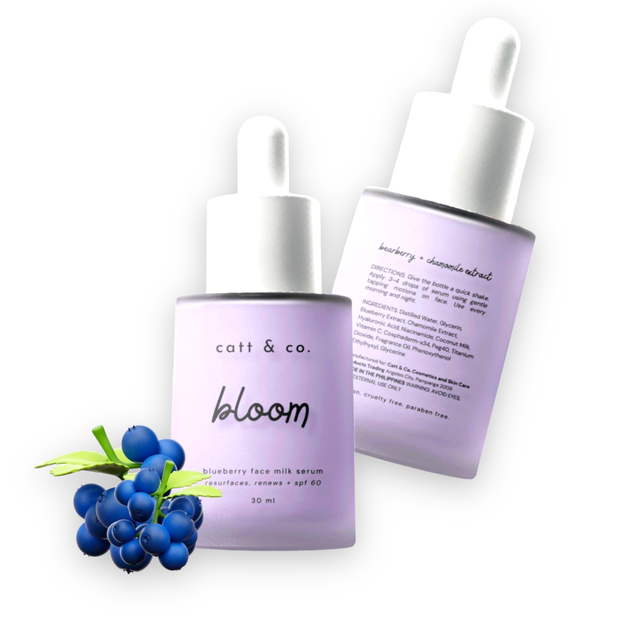 Catt & Co - BLOOM - Blueberry Face Milk Serum | Resurfaces Renews - SPF 60 - 30ml