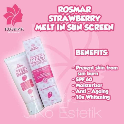 Rosmar Kagayaku - Strawberry Milk Melt In Sunscreen SPF 60 - 60ml